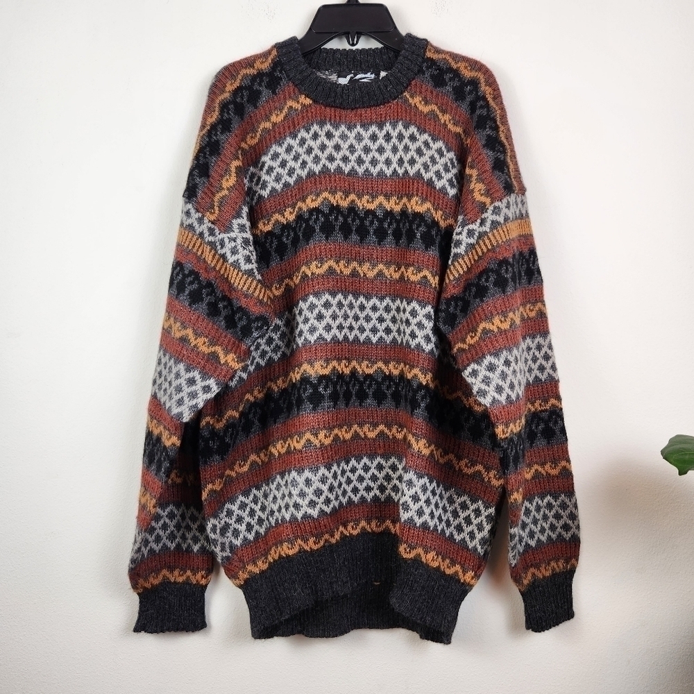 Alpaca connection Peru Pullover Sweater Size Large unisex grandpa Alpaca Blend